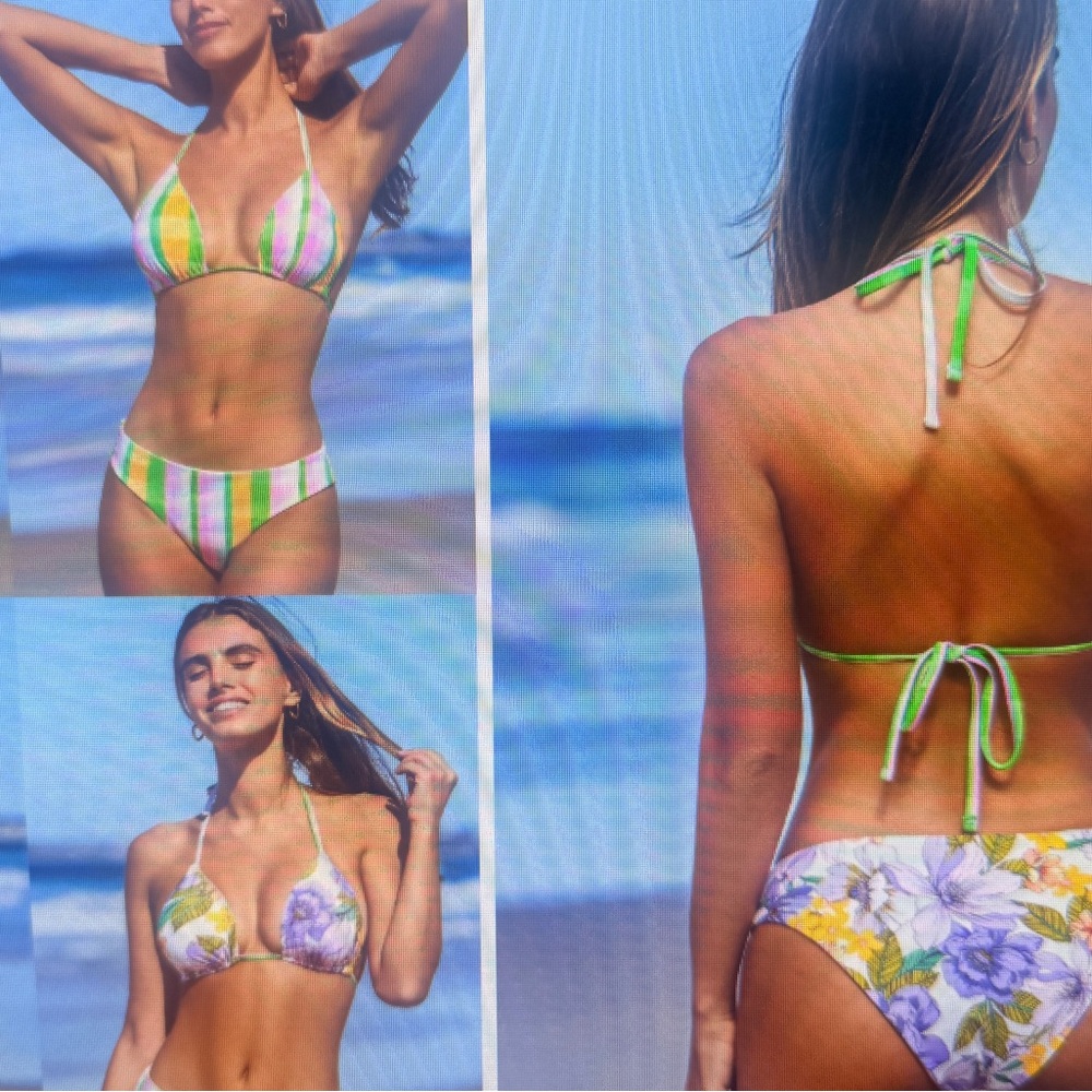 Cupshe Multicolor Floral and Stripe Bikini